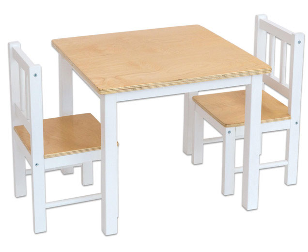 Betzold Kinder-Sitzgruppe Quadrattisch und 2 Stühle (Zoom)