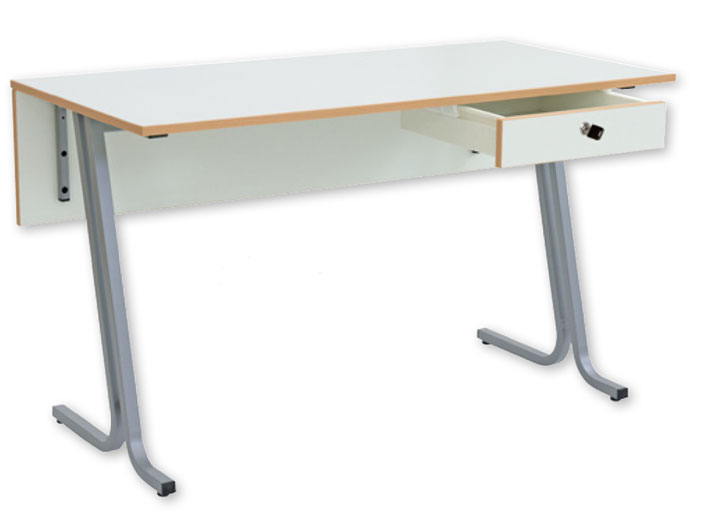 Betzold Lehrertisch Swing Lehrertisch Swing, Dekor weiß, Stahlfarbe Weißaluminium (Zoom)
