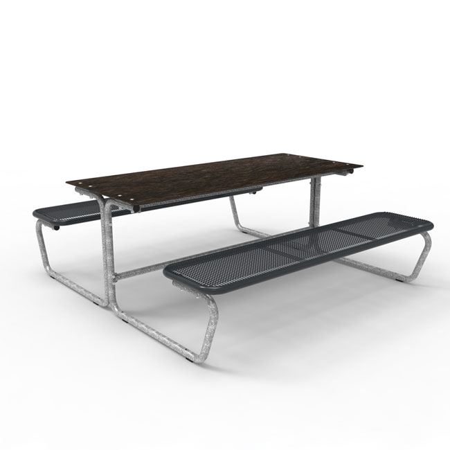Erlau Sitz-Tisch-Kombination Harmony mit Massiv-Tischplatte ohne Rückenlehne Sitz-Tisch-Kombination Harmony mit Massiv-Tischplatte ohne Rückenlehne, Sitzflächen Anthrazitgrau (Zoom)
