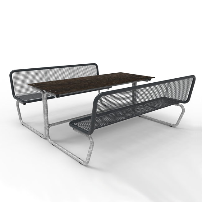 Erlau Sitz-Tisch-Kombination Harmony mit Massiv Tischplatte und Rückenlehne Sitz-Tisch-Kombination Harmony mit Massiv Tischplatte und Rückenlehne, Sitzteil Anthrazitgrau (Zoom)