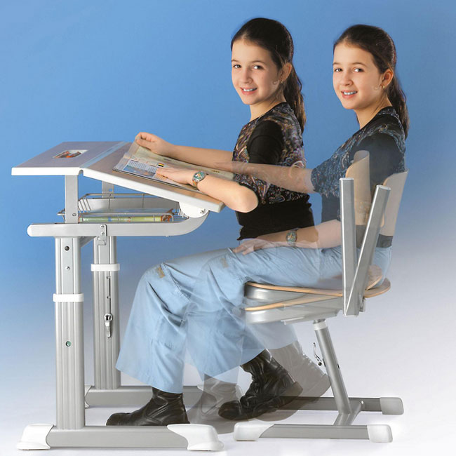 Conen Aluflex Schultisch mit Höhenverstellung - Zweierschülertisch Schülertisch in Aktion  (Zoom)