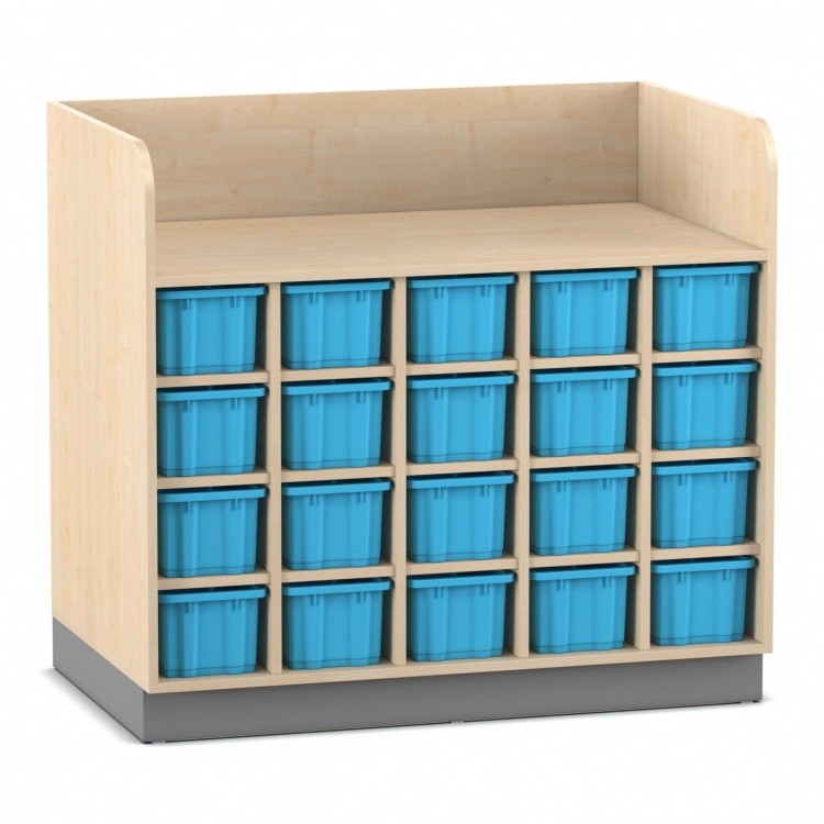 Flexeo Wickelkommode mit 20 großen Boxen Ahorn honig, blau  (Zoom)
