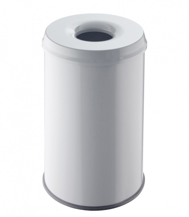 Metall Papierkorb, 30 Liter, mit Flammenlöschkopf lichtgrau (Zoom)
