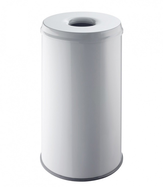 Metall Papierkorb, 50 Liter, mit Flammenlöschkopf lichtgrau (Zoom)