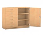 Flexeo Halbschrank, Schubladen und Tür 6 Schübe, 1 Tür, Breite 126,4 cm (Zoom)