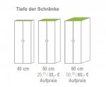 Flexeo Halbschrank, Schubladen und Tür Lieferbar in 3 verschiedenen Tiefen (Zoom)