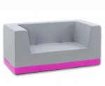 Betzold Sofa mit Rückenlehne und Armstützen, Kunstleder Grau/Pink (Zoom)