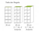 Flexeo Regal, halbhoch, mit Mittelwand Lieferbar in 3 verschiedenen Tiefen (Zoom)