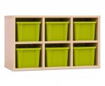 Betzold Garderoben Hängeregal CHIPPO 6 Fächer mit grünen Boxen (Zoom)