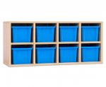 Betzold Garderoben Hängeregal CHIPPO 8 Fächer mit blauen Boxen (Zoom)