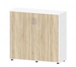 deskin Flügeltürenschrank EVO, 112 cm hoch 120 cm breit, Front: Wildeiche, Korpus: Weiß (Zoom)