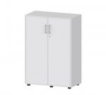 deskin Flügeltürenschrank EVO, 112 cm hoch 80 cm breit, Front und Korpus: Lichtgrau (Zoom)