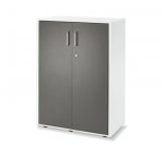 deskin Flügeltürenschrank EVO, 112 cm hoch 80 cm breit, Front: Anthrazit, Korpus: Weiß (Zoom)
