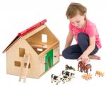 Betzold Bauernhof aus Holz und Bauernhoftiere von allen Seiten bespielbar (Zoom)