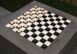 HeBlad Spieltisch Dame Beton integriertes Dame-Spielfeld aus Marmor und Granit (Zoom)