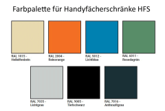 Orgami Handy-Schließfachschrank Lieferbare RAL-Farben für den Handy-Schließfachschrank  (Zoom)