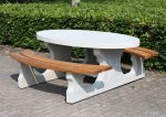 HeBlad Picknickset Beton oval mit Holzsitz