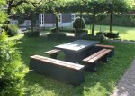 HeBlad Picknickset Beton mit Holzsitz Picknick Beton mit Holzsitz in Kombination mit Betonbänken (Zoom)