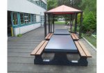 HeBlad Picknickset Beton mit Holzsitz auch in Reihe aufzustellen (Zoom)