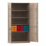 Flexeo Musikschrank, 9 kleine Boxen Eiche natur (Zoom)