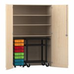 Flexeo Garagenschrank, 3 Fcher, 1 Rollcontainer, 8 Boxen, 1 Transportwagen