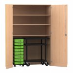 Flexeo Garagenschrank, 3 Fächer, 1 Rollcontainer, 8 Boxen, 1 Transportwagen  (Zoom)