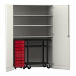 Flexeo Garagenschrank, 3 Fächer, 1 Rollcontainer, 8 Boxen, 1 Transportwagen  (Zoom)