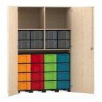 Flexeo Garagenschrank, 2 Fcher, 4 Rollcontainer, 24 groe Boxen