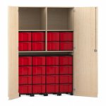 Flexeo Garagenschrank, 2 Fächer, 4 Rollcontainer, 24 große Boxen  (Zoom)