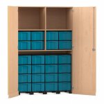 Flexeo Garagenschrank, 2 Fächer, 4 Rollcontainer, 24 große Boxen  (Zoom)