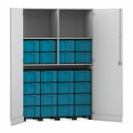 Flexeo Garagenschrank, 2 Fächer, 4 Rollcontainer, 24 große Boxen  (Zoom)