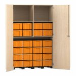 Flexeo Garagenschrank, 2 Fächer, 4 Rollcontainer, 24 große Boxen  (Zoom)