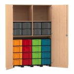 Flexeo Garagenschrank, 2 Fächer, 4 Rollcontainer, 24 große Boxen  (Zoom)