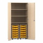 Flexeo Garagenschrank PRO, 2 Rollcontainer,12 Boxen Gr. S, 3 Fächer Ahorn honig (Zoom)