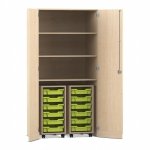 Flexeo Garagenschrank PRO, 2 Rollcontainer,12 Boxen Gr. S, 3 Fächer Ahorn honig (Zoom)