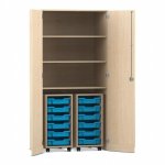 Flexeo Garagenschrank PRO, 2 Rollcontainer,12 Boxen Gr. S, 3 Fächer Ahorn honig (Zoom)