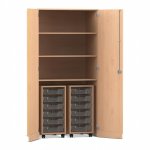 Flexeo Garagenschrank PRO, 2 Rollcontainer,12 Boxen Gr. S, 3 Fächer Buche hell (Zoom)