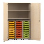 Flexeo Garagenschrank PRO, 3 Rollcontainer, 24 Boxen Gr. S, 2 Fcher