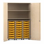 Flexeo Garagenschrank PRO, 3 Rollcontainer, 24 Boxen Gr. S, 2 Fächer Ahorn honig (Zoom)