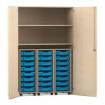 Flexeo Garagenschrank PRO, 3 Rollcontainer, 24 Boxen Gr. S, 2 Fächer Ahorn honig (Zoom)