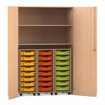 Flexeo Garagenschrank PRO, 3 Rollcontainer, 24 Boxen Gr. S, 2 Fächer Buche hell (Zoom)