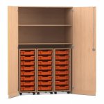 Flexeo Garagenschrank PRO, 3 Rollcontainer, 24 Boxen Gr. S, 2 Fächer Buche hell (Zoom)