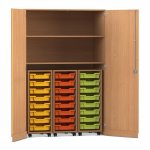 Flexeo Garagenschrank PRO, 3 Rollcontainer, 24 Boxen Gr. S, 2 Fächer Buche dunkel (Zoom)