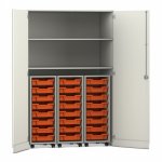 Flexeo Garagenschrank PRO, 3 Rollcontainer, 24 Boxen Gr. S, 2 Fächer weiß (Zoom)