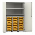 Flexeo Garagenschrank PRO, 3 Rollcontainer, 24 Boxen Gr. S, 2 Fächer weiß (Zoom)