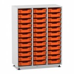 Flexeo Regal PRO, 3 Reihen, 36 Boxen Gr. S grau mit Boxen orange (Zoom)