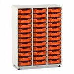 Flexeo Regal PRO, 3 Reihen, 36 Boxen Gr. S weiß mit Boxen orange (Zoom)
