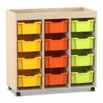Flexeo Regal PRO, 3 Reihen, 12 Boxen Gr. M, Aufkantung