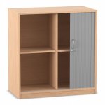 Flexeo Rollladenschrank, 4 Fächer, Mittelwand, Breite 94,4 cm Buche hell (Zoom)