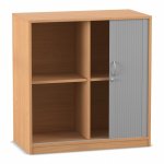 Flexeo Rollladenschrank, 4 Fächer, Mittelwand, Breite 94,4 cm Buche dunkel (Zoom)